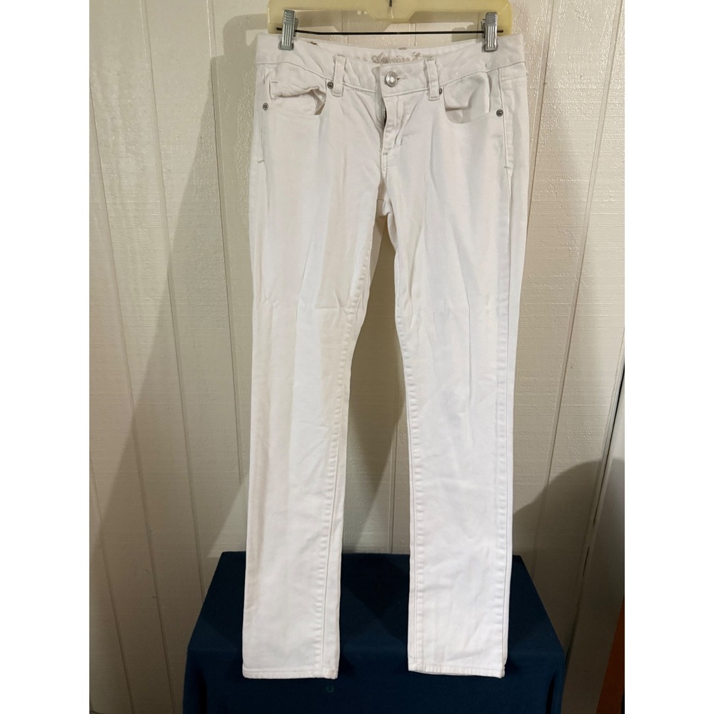 American Eagle Outfitters White Stretch Slim Straight Leg Jeans Womens Size 4